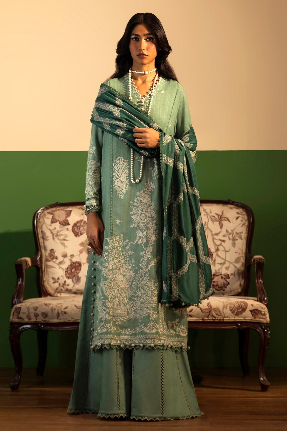 Sana Safinaz | Muzlin Winter 2024 |  M243-005A-3CO by Sana Safinaz - Designer Dress - Type: Ladies Clothes - Available at Libayah - 100% Original