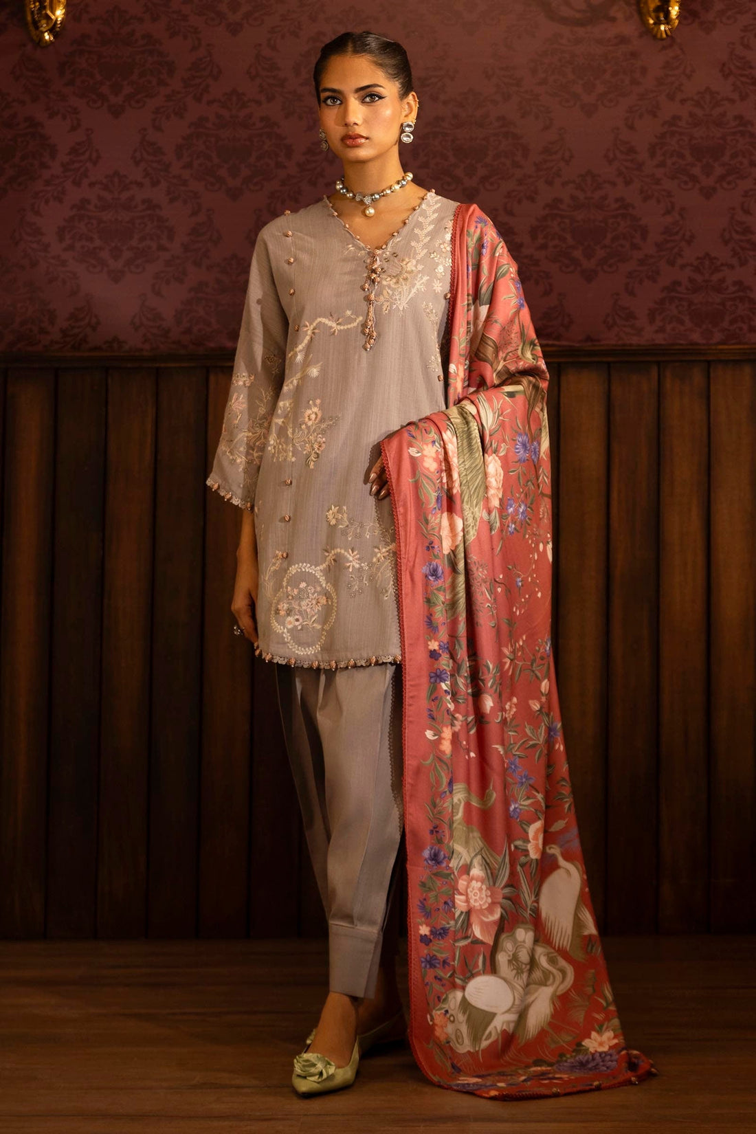 Sana Safinaz | Muzlin Winter 2024 |  M243-006B-3AP by Sana Safinaz - Designer Dress - Type: Ladies Clothes - Available at Libayah - 100% Original