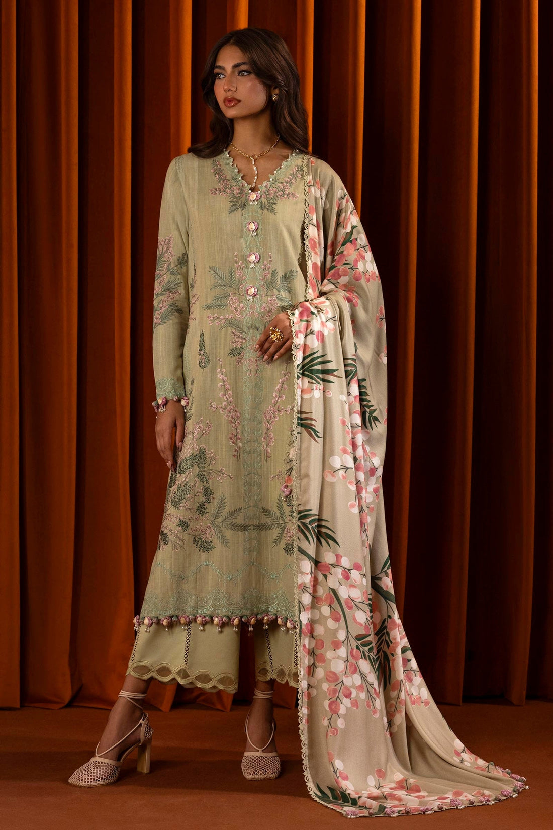 Sana Safinaz | Muzlin Winter 2024 |  M243-007A-3CP by Sana Safinaz - Designer Dress - Type: Ladies Clothes - Available at Libayah - 100% Original