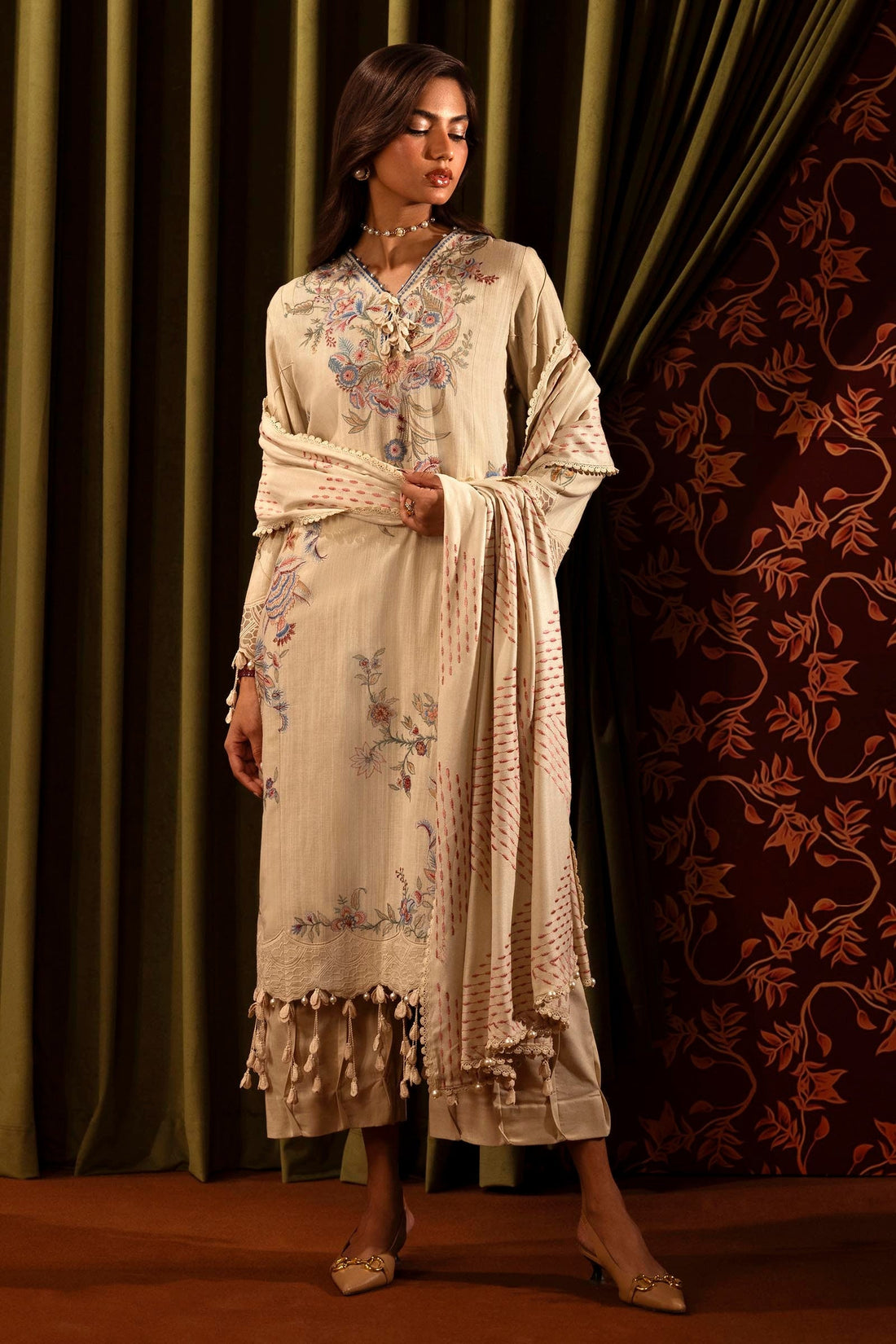 Sana Safinaz | Muzlin Winter 2024 | M243-009A-3CP by Sana Safinaz - Designer Dress - Type: Ladies Clothes - Available at Libayah - 100% Original