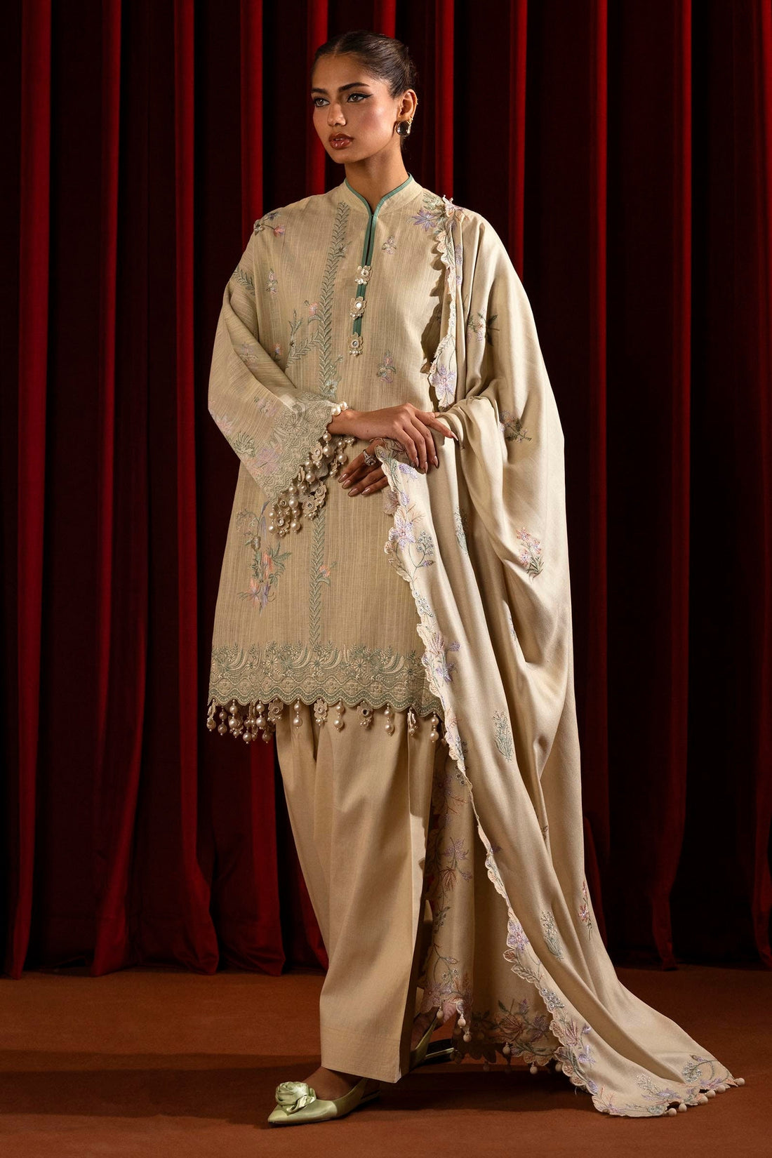 Sana Safinaz | Muzlin Winter 2024 |  M243-011B-3CP by Sana Safinaz - Designer Dress - Type: Ladies Clothes - Available at Libayah - 100% Original