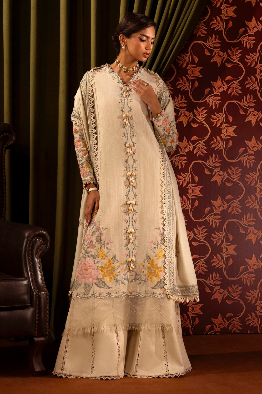 Sana Safinaz | Muzlin Winter 2024 |  M243-013A-3CP by Sana Safinaz - Designer Dress - Type: Ladies Clothes - Available at Libayah - 100% Original