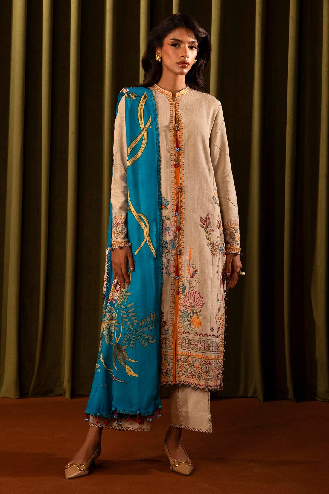 Sana Safinaz | Muzlin Winter 2024 | M243-014A-3CP by Sana Safinaz - Designer Dress - Type: Ladies Clothes - Available at Libayah - 100% Original