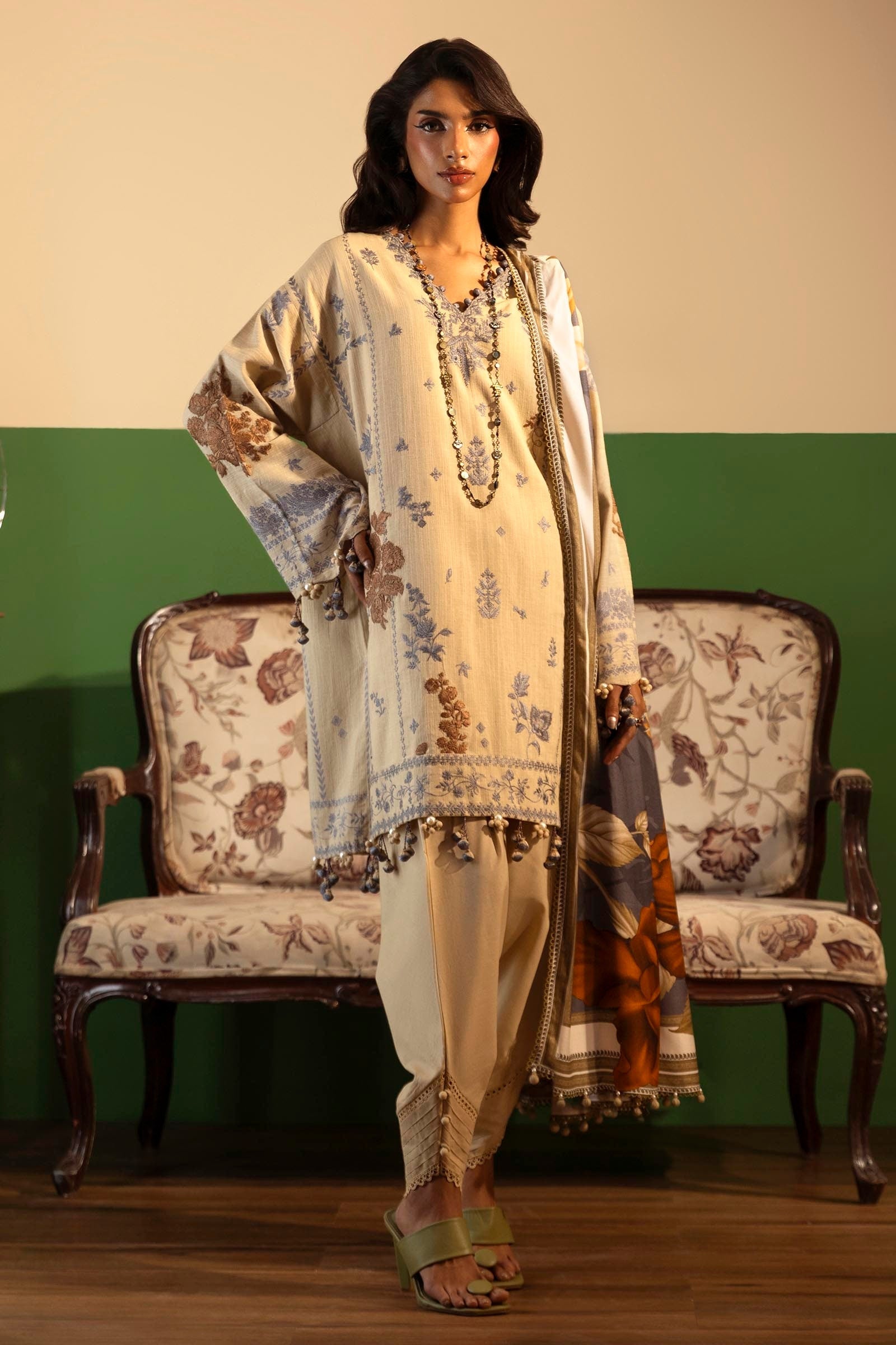 Sana Safinaz | Muzlin Winter 2024 |  M243-015B-3CP by Sana Safinaz - Designer Dress - Type: Ladies Clothes - Available at Libayah - 100% Original