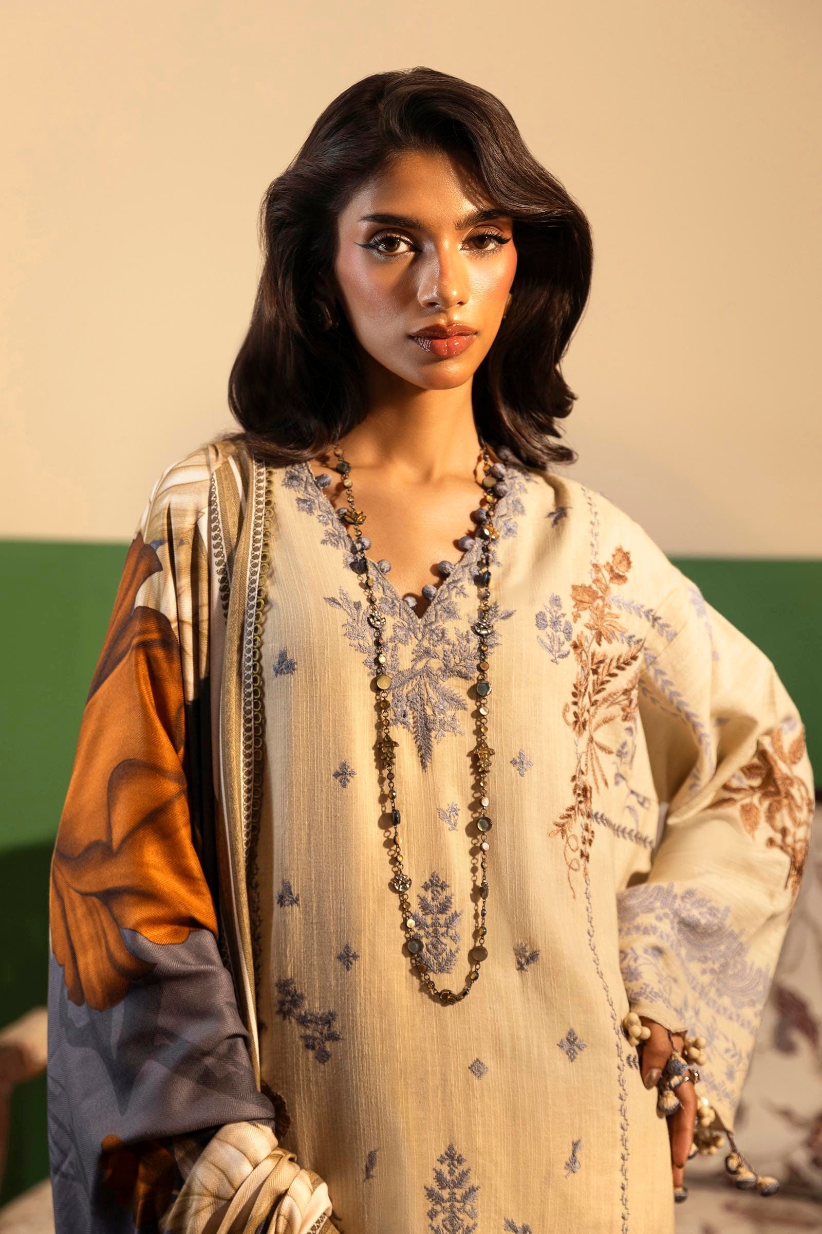 Sana Safinaz | Muzlin Winter 2024 |  M243-015B-3CP by Sana Safinaz - Designer Dress - Type: Ladies Clothes - Available at Libayah - 100% Original