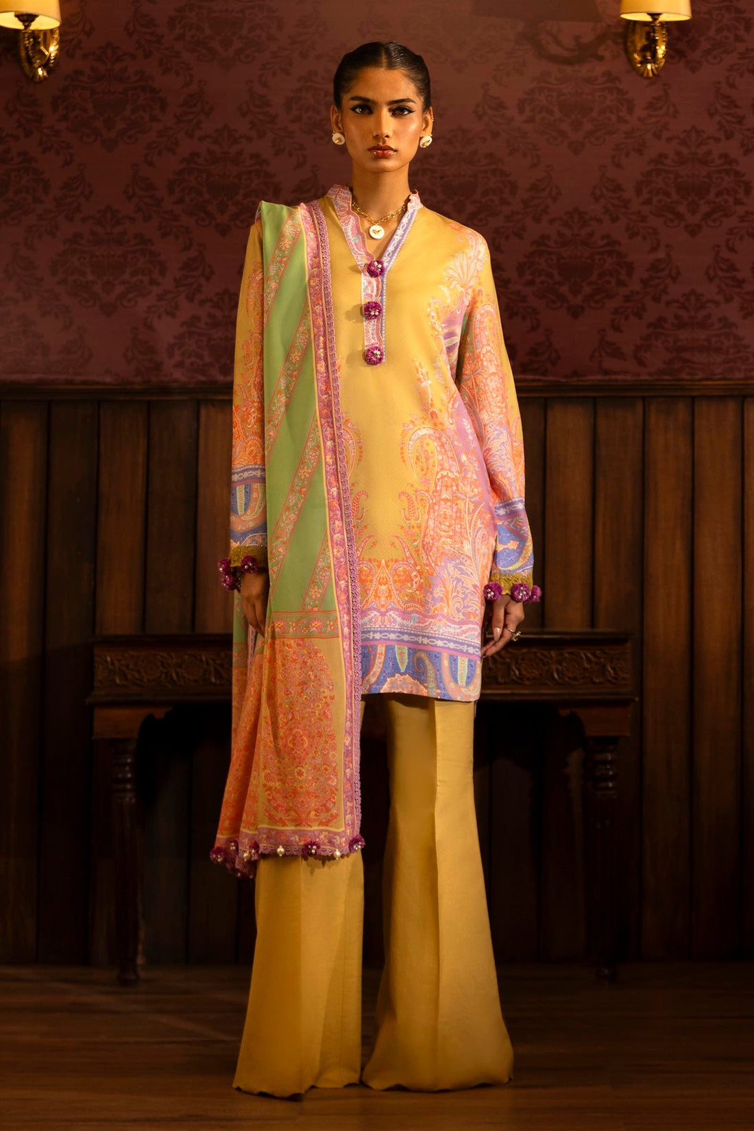 Sana Safinaz | Muzlin Winter 2024 |  M243-016A-3DB by Sana Safinaz - Designer Dress - Type: Ladies Clothes - Available at Libayah - 100% Original