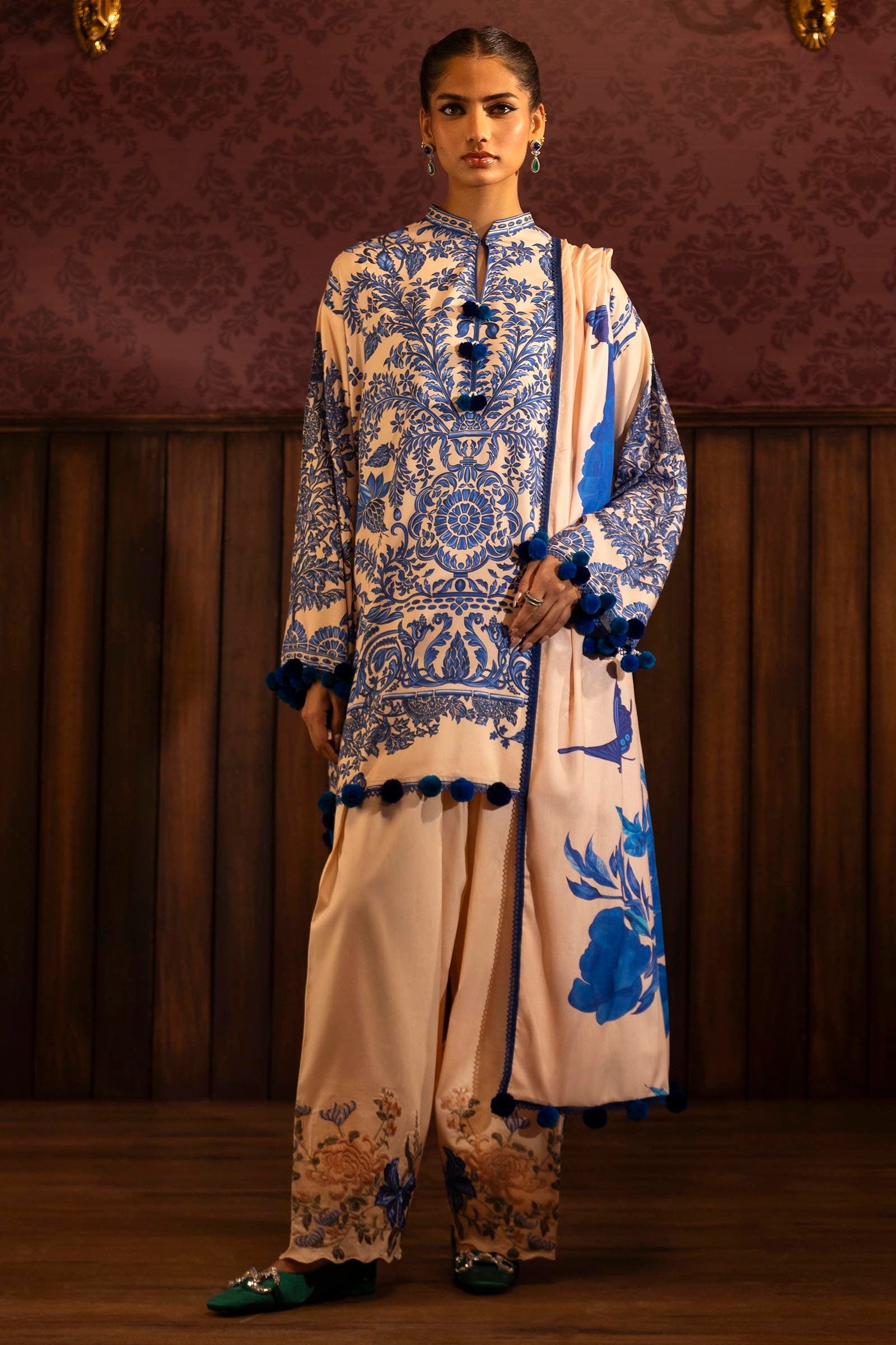 Sana Safinaz | Muzlin Winter 2024 |  M243-019B-3DB by Sana Safinaz - Designer Dress - Type: Ladies Clothes - Available at Libayah - 100% Original