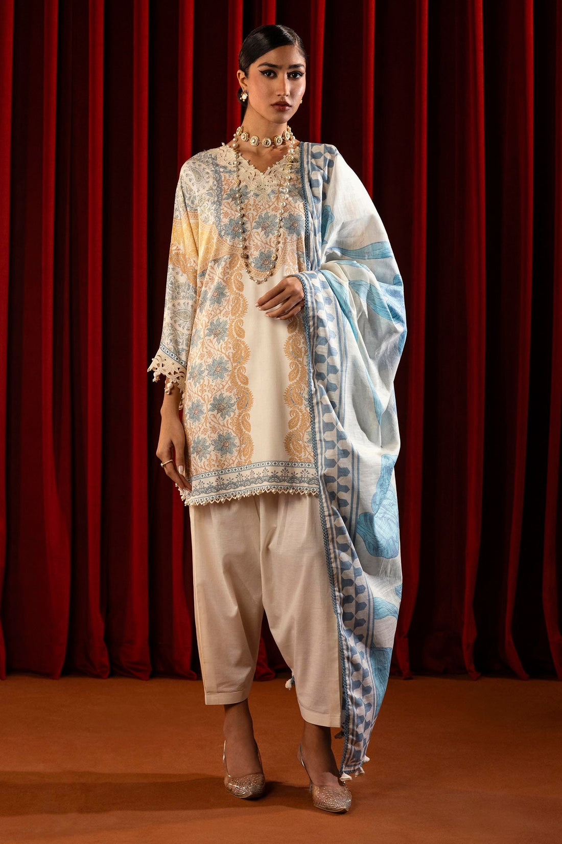 Sana Safinaz | Muzlin Winter 2024 |  M243-023A-3CQ by Sana Safinaz - Designer Dress - Type: Ladies Clothes - Available at Libayah - 100% Original