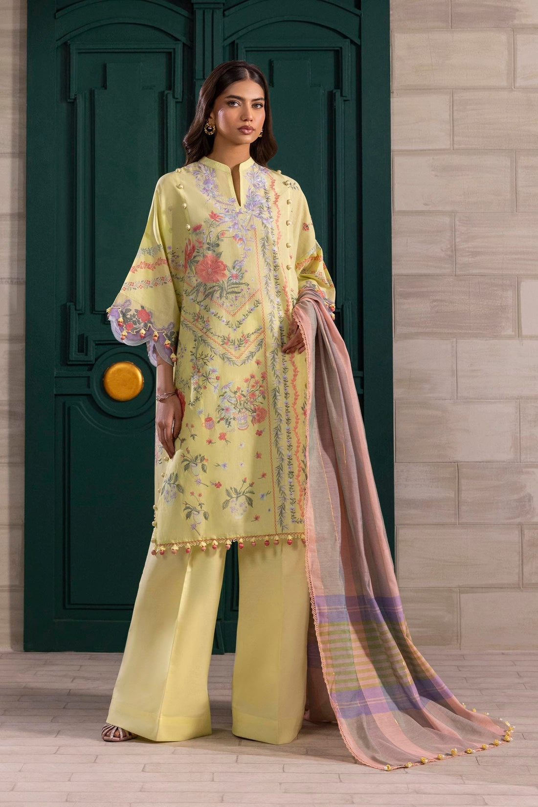 Sana Safinaz | Muzlin Spring 25 | M251-001B-3DG by Sana Safinaz - Designer Dress - Type: Ladies Clothes - Available at Libayah - 100% Original