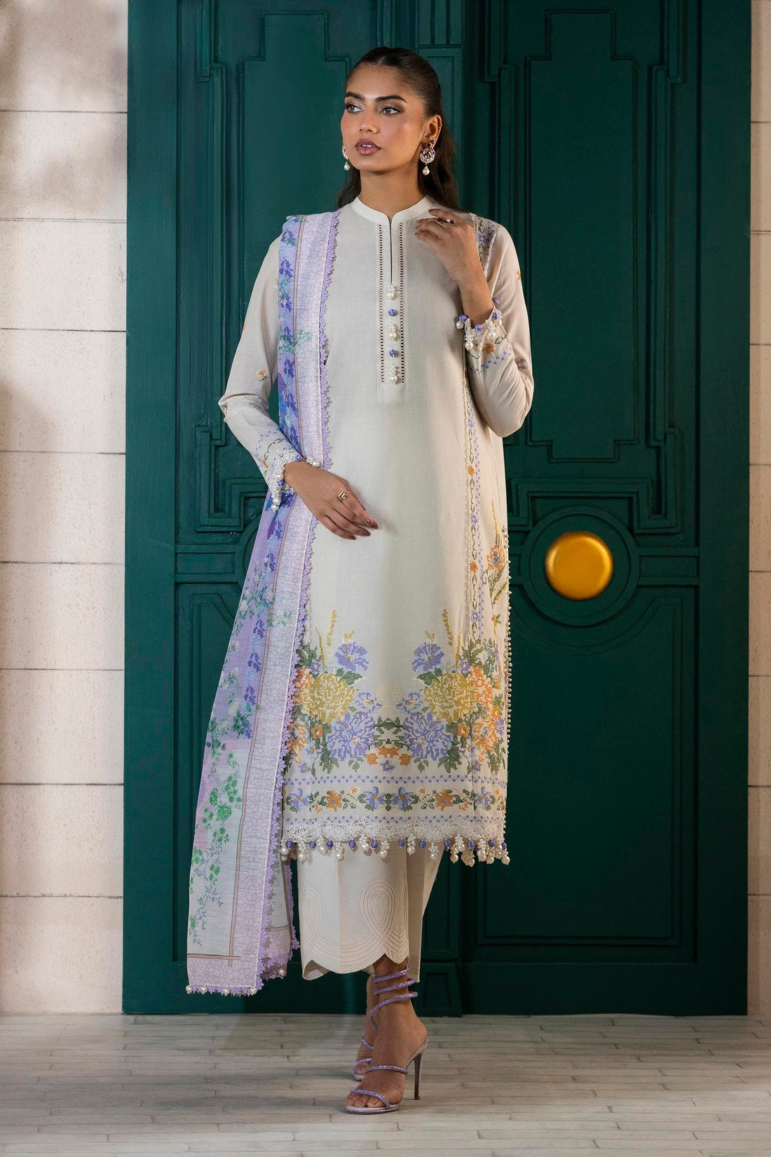 Sana Safinaz | Muzlin Spring 25 | M251-012A-3CV by Sana Safinaz - Designer Dress - Type: Ladies Clothes - Available at Libayah - 100% Original
