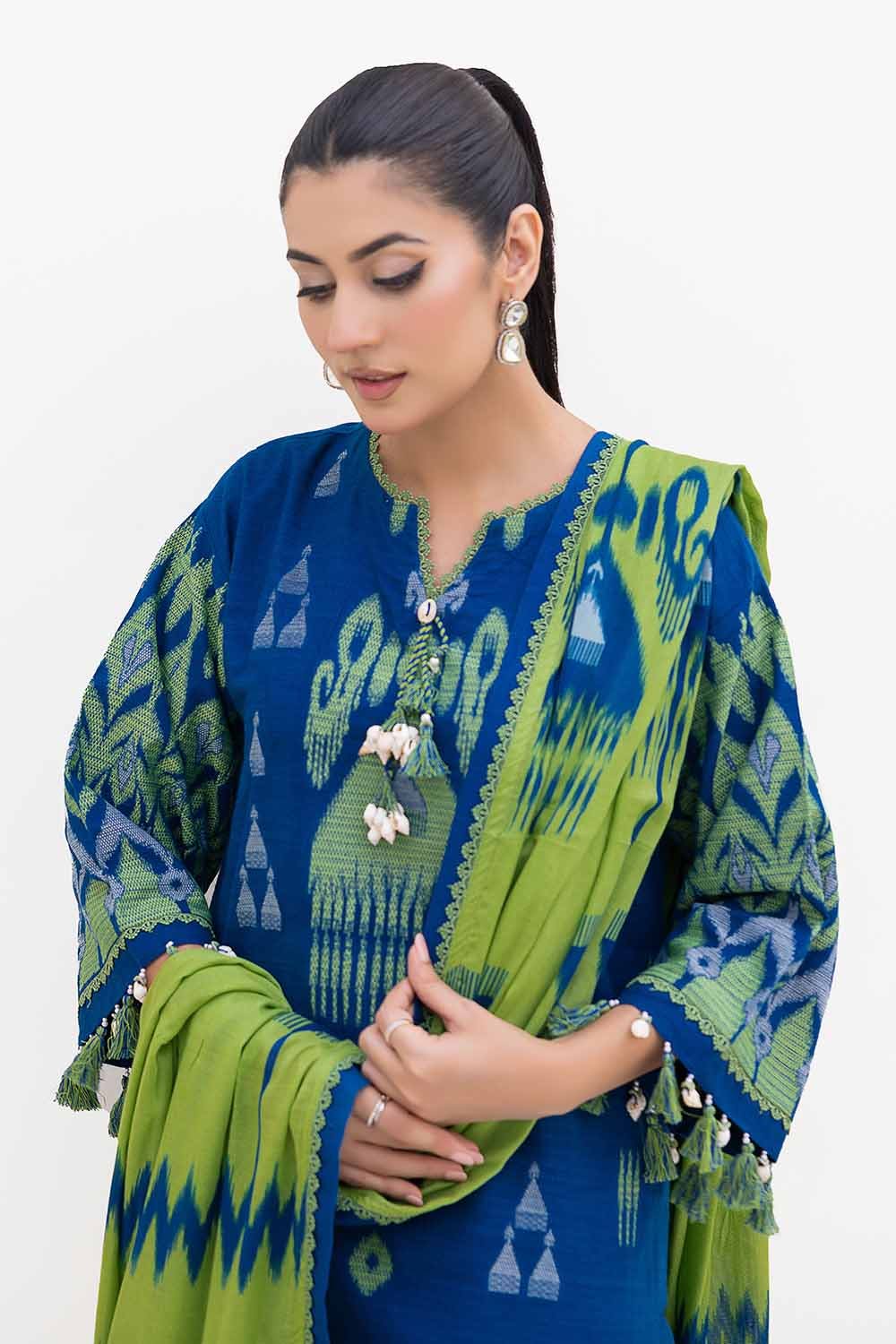 Gul Ahmed | Winter Collection 24 | Cotton Net Dupatta MJ-42053 by Gul Ahmed - Designer Dress - Type: Ladies Clothes - Available at Libayah - 100% Original