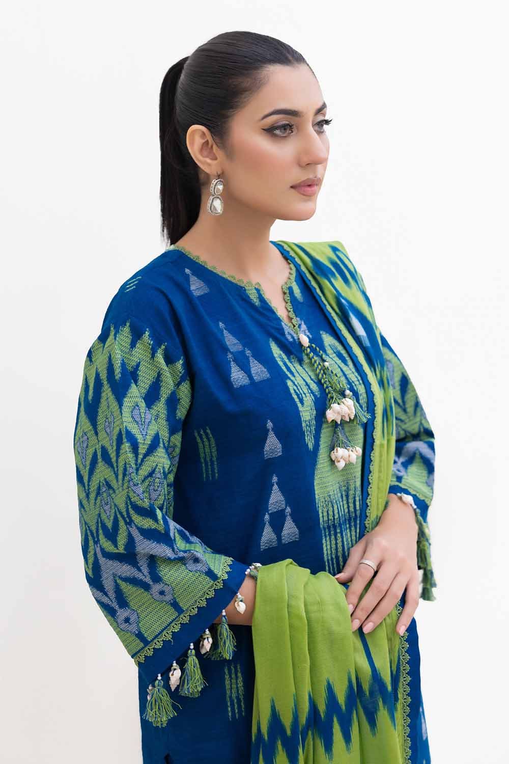 Gul Ahmed | Winter Collection 24 | Cotton Net Dupatta MJ-42053 by Gul Ahmed - Designer Dress - Type: Ladies Clothes - Available at Libayah - 100% Original
