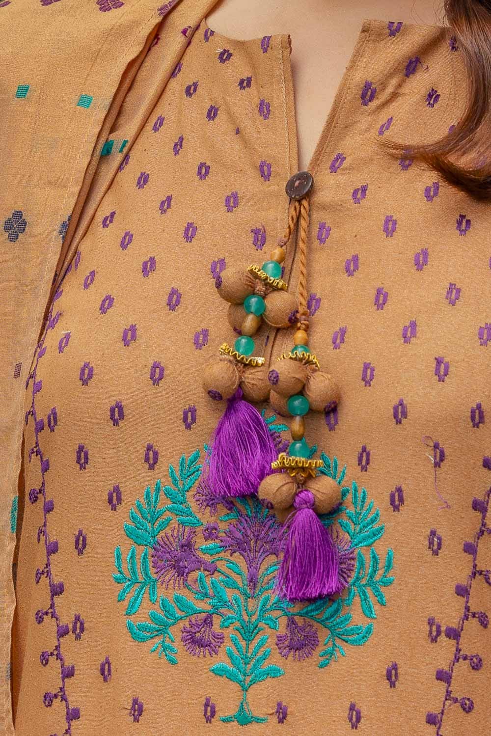 Gul Ahmed | Winter Collection 24 | Karandi Suit with Jacquard Dupatta MJ-42057 by Gul Ahmed - Designer Dress - Type: Ladies Clothes - Available at Libayah - 100% Original