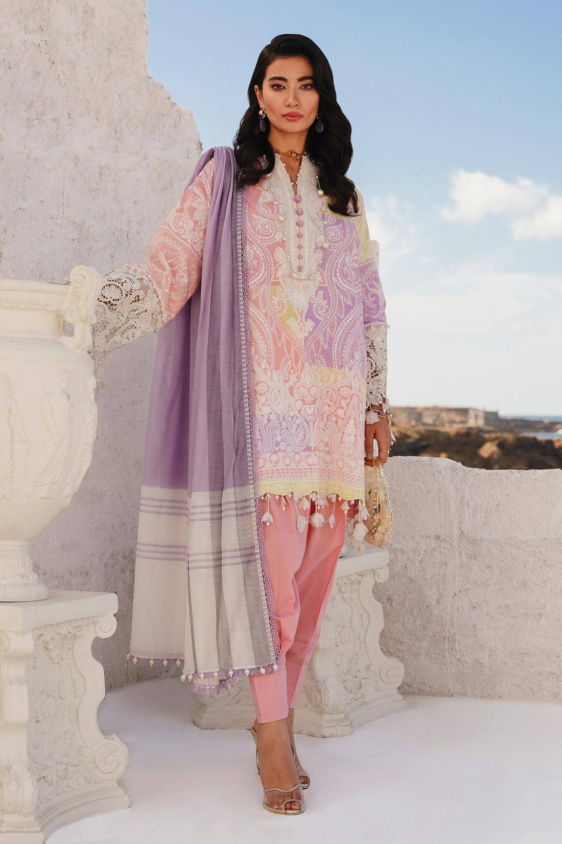 Sana Safinaz | Muzlin Spring 24 | M241-015A-DG by Sana Safinaz - Designer Dress - Type: Ladies Clothes - Available at Libayah - 100% Original