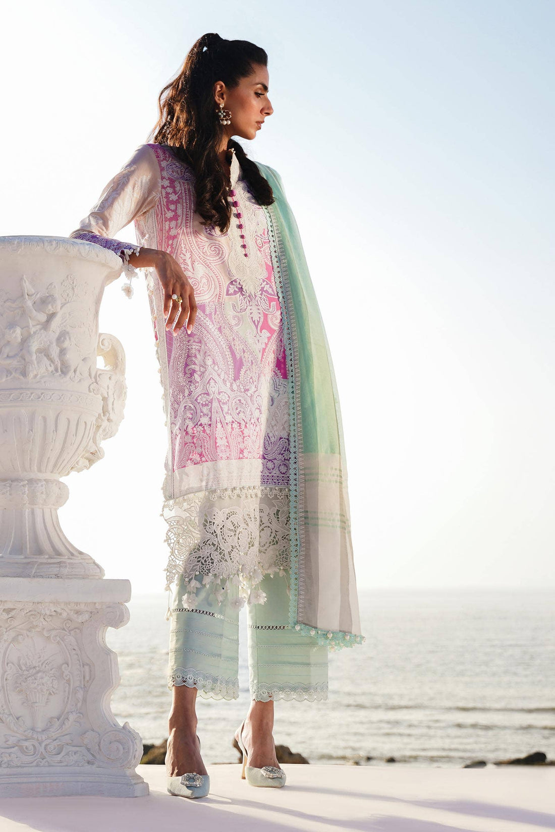 Sana Safinaz | Muzlin Spring 24 | M241-015B-DG by Sana Safinaz - Designer Dress - Type: Ladies Clothes - Available at Libayah - 100% Original