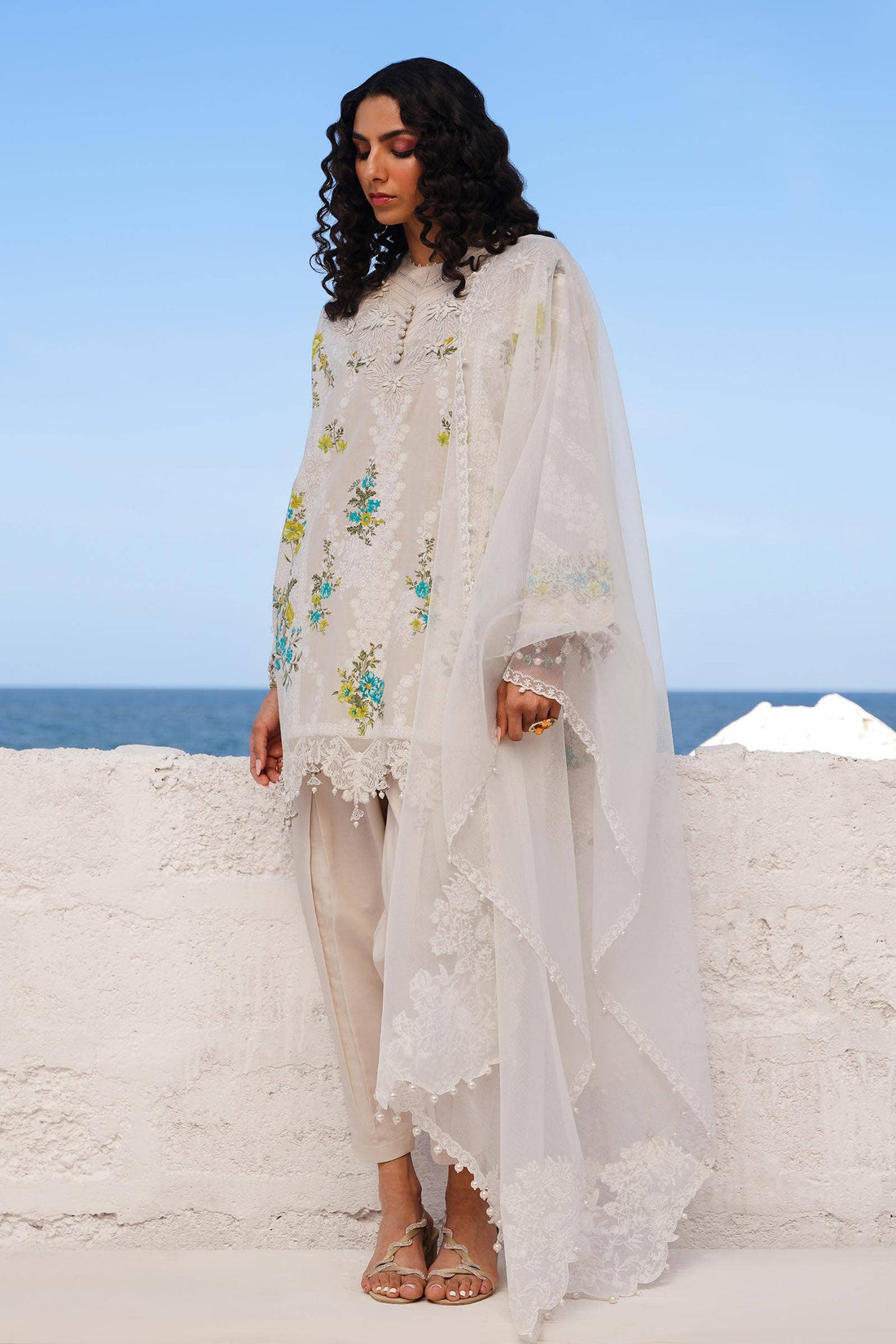 Sana Safinaz | Muzlin Spring 24 | M241-020A-CW by Sana Safinaz - Designer Dress - Type: Ladies Clothes - Available at Libayah - 100% Original