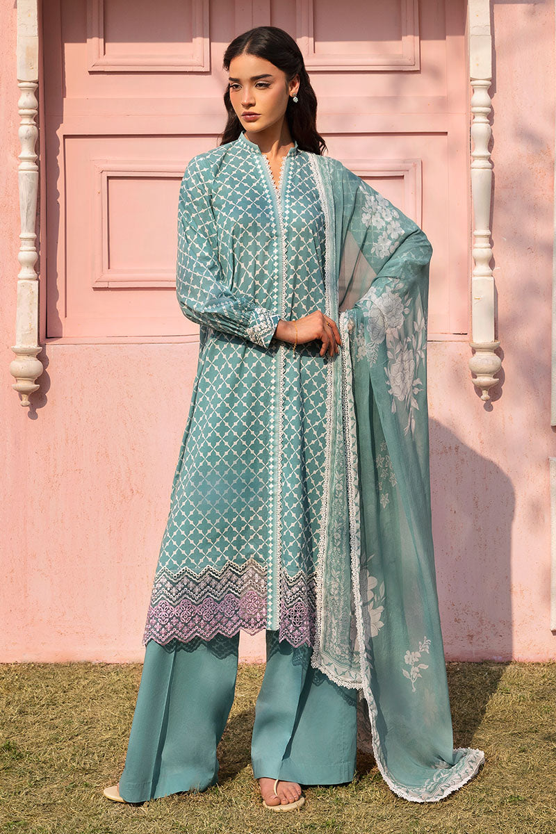 Cross Stitch | Premium Lawn 25 | TEAL GRACE by Cross Stitch - Designer Dress - Type: Ladies Clothes - Available at Libayah - 100% Original