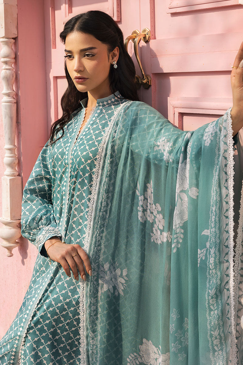 Cross Stitch | Premium Lawn 25 | TEAL GRACE by Cross Stitch - Designer Dress - Type: Ladies Clothes - Available at Libayah - 100% Original