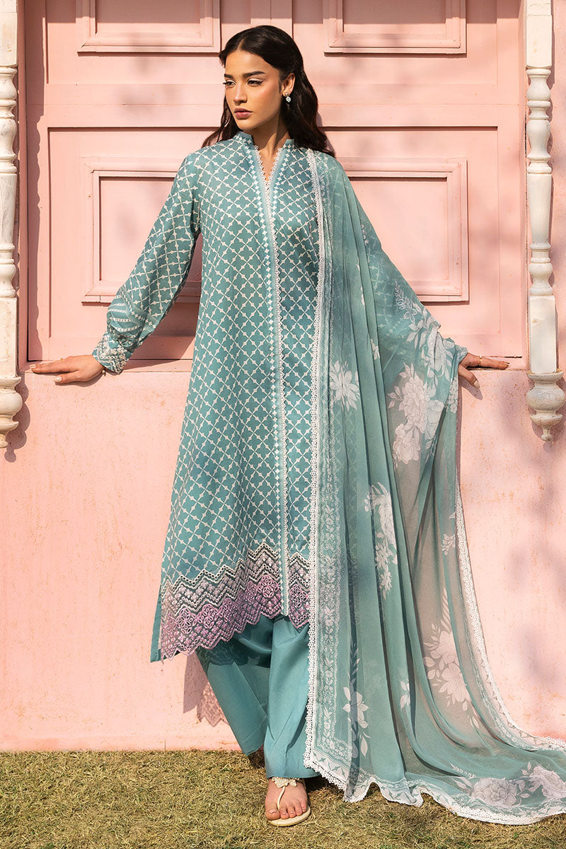 Cross Stitch | Premium Lawn 25 | TEAL GRACE by Cross Stitch - Designer Dress - Type: Ladies Clothes - Available at Libayah - 100% Original