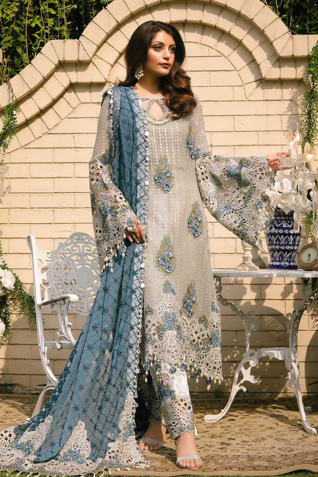Raeesa Premium | Wajadan Wedding Formals | WD-5 Silver Grey by Raeesa Premium - Designer Dress - Type: Ladies Clothes - Available at Libayah - 100% Original