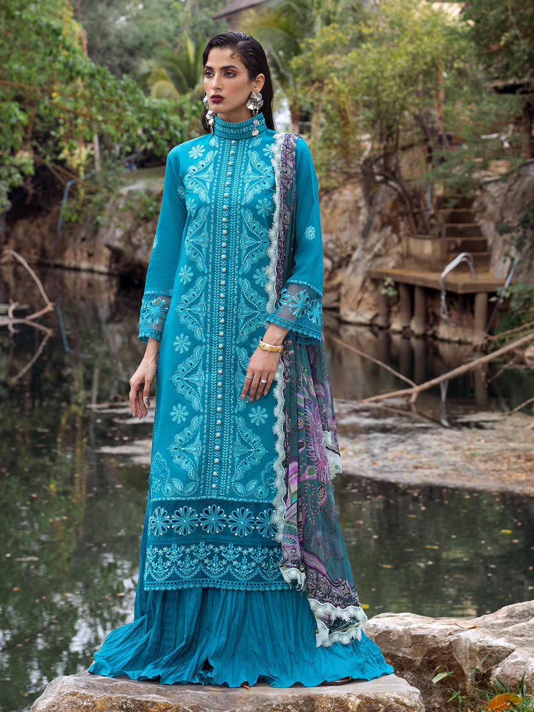 Roheenaz | Dahlia Embroidered Lawn 24 | Delphinium by Roheenaz - Designer Dress - Type: Ladies Clothes - Available at Libayah - 100% Original
