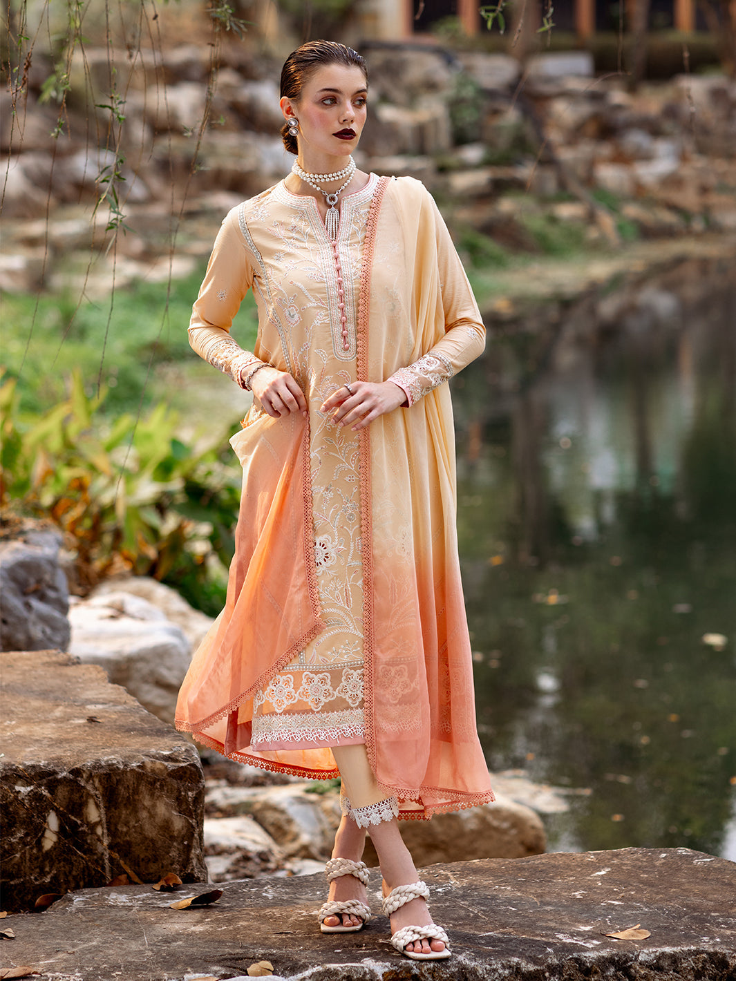 Roheenaz | Dahlia Embroidered Lawn 24 | Magnolia by Roheenaz - Designer Dress - Type: Ladies Clothes - Available at Libayah - 100% Original