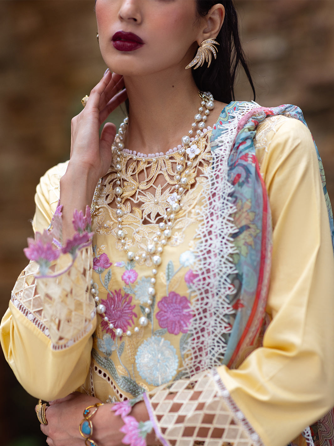 Roheenaz | Dahlia Embroidered Lawn 24 | Daffodil by Roheenaz - Designer Dress - Type: Ladies Clothes - Available at Libayah - 100% Original