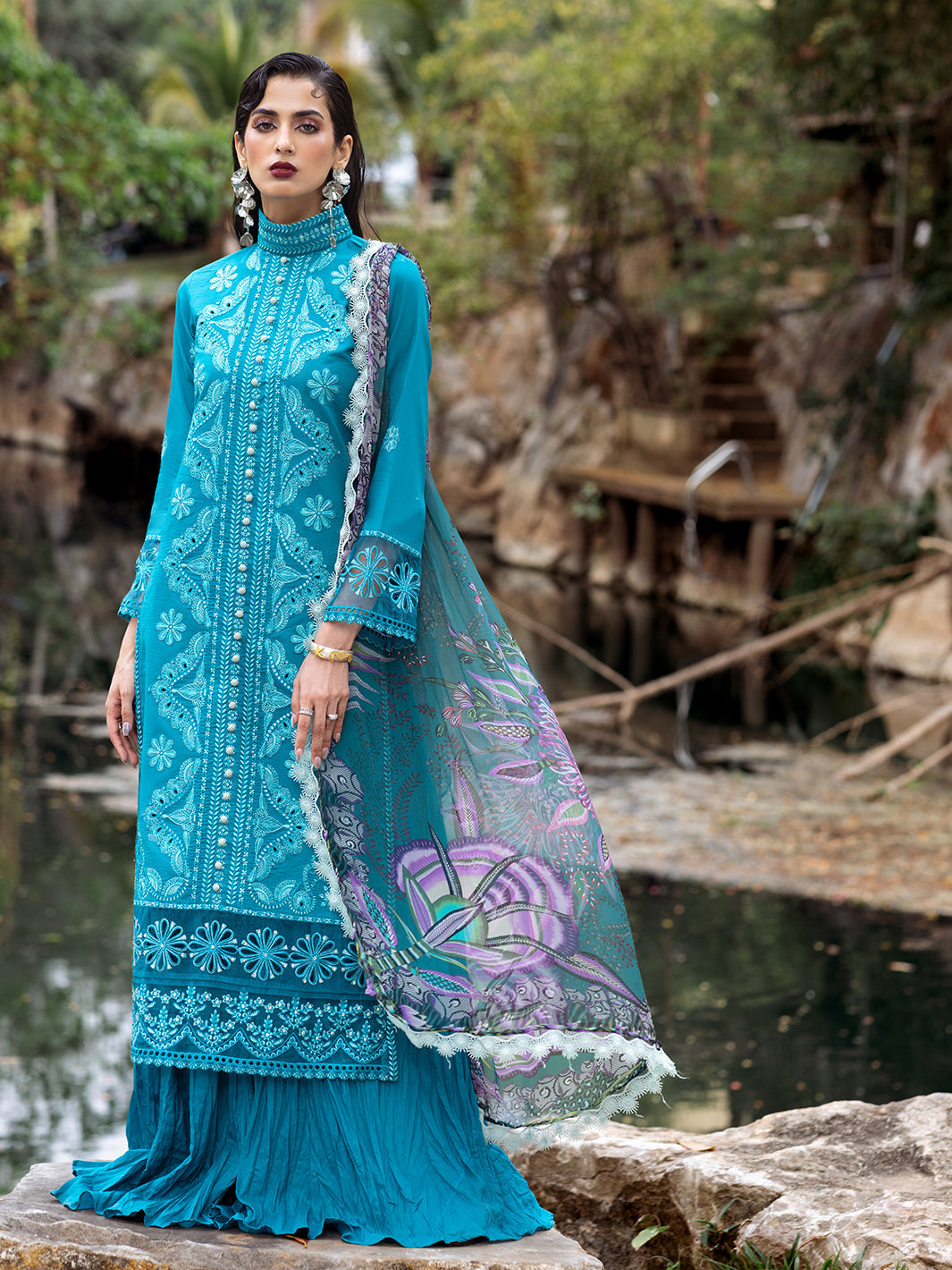 Roheenaz | Dahlia Embroidered Lawn 24 | Delphinium by Roheenaz - Designer Dress - Type: Ladies Clothes - Available at Libayah - 100% Original