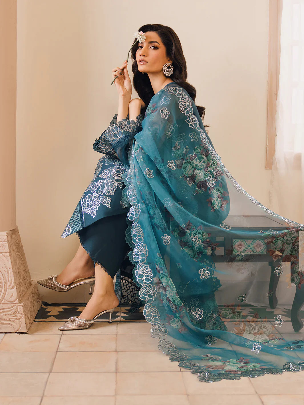 Bin Ilyas | Naqsh Luxury Lawn | Mavi by Bin Ilyas - Designer Dress - Type: Ladies Clothes - Available at Libayah - 100% Original