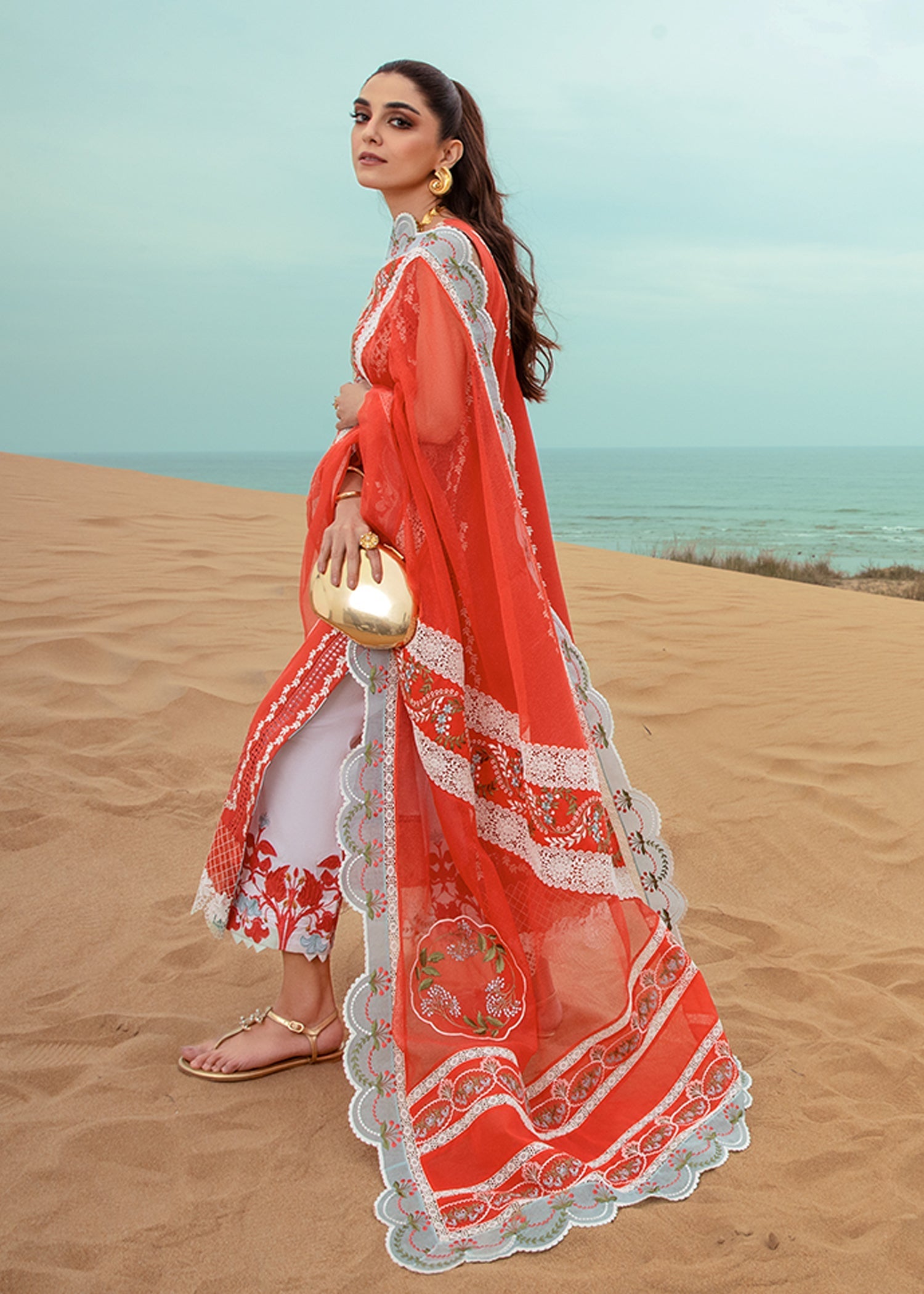 Crimson | Lawn 24 | Stars of Fire - Fiesta Coral by Crimson - Designer Dress - Type: Ladies Clothes - Available at Libayah - 100% Original