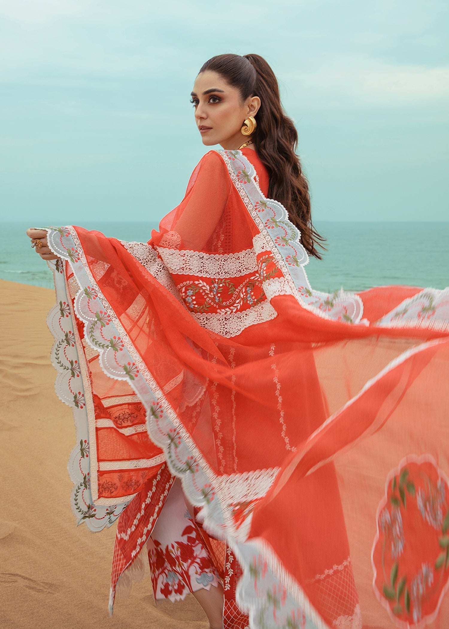 Crimson | Lawn 24 | Stars of Fire - Fiesta Coral by Crimson - Designer Dress - Type: Ladies Clothes - Available at Libayah - 100% Original