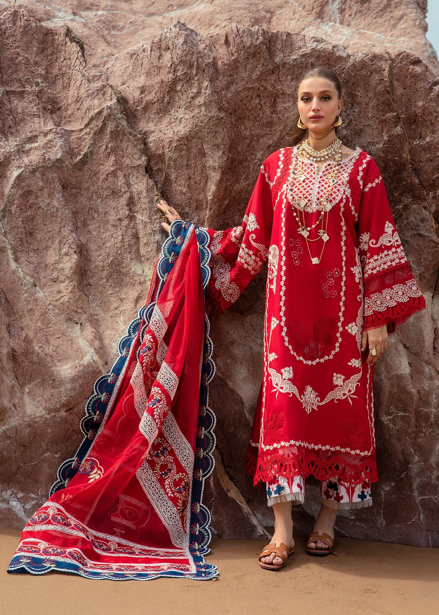 Crimson | Lawn 24 | Stars of Fire - Flame red by Crimson - Designer Dress - Type: Ladies Clothes - Available at Libayah - 100% Original